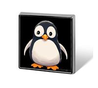 Épinglettes carrées en métal imprimé pingouin mignon pour sacs à dos ou revers - Accessoire de Saint-Valentin - 1,8 x 1,8 cm - Alliage d'aluminium