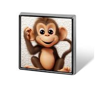 Épinglettes carrées en métal imprimé singe mignon pour sacs à dos ou revers - Accessoire de Saint-Valentin - 1,8 x 1,8 cm - Aluminium et alliage d'aluminium