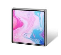Épinglettes carrées en métal marbré coloré bleu pastel violet imprimé brooceh carré pour sacs à dos ou revers - Épingle de Saint-Valentin - Accessoire de revers - 1,8 x 1,8 cm - Aluminium et alliage