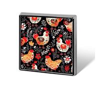 Épinglettes carrées en métal mignon coq imprimé poules brooceh carré pour sacs à dos ou revers, épingle de Saint-Valentin, accessoire de revers, 1,8 x 1,8 cm, aluminium, alliage d'aluminium