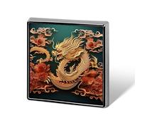 Épinglettes carrées en métal motif dragon chinois imprimé brooceh carré pour sacs à dos ou revers, épingle de Saint-Valentin, accessoire de revers, 1,8 x 1,8 cm, aluminium, alliage d'aluminium