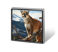 Épinglettes carrées en métal Panther Mountain Lion imprimé brooceh carré pour sacs à dos ou revers, épingle de Saint-Valentin, accessoire de revers, 1,8 x 1,8 cm, aluminium, alliage d'aluminium