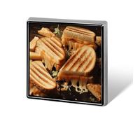 Épinglettes carrées en métal pour sandwichs au fromage - Badge carré imprimé pour sacs à dos ou revers - Épinglette de Saint-Valentin - Accessoire de revers - 1,8 x 1,8 cm - Aluminium et alliage