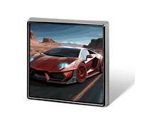 Épinglettes carrées en métal rouge imprimé voiture de course pour sacs à dos ou revers - Accessoire de Saint-Valentin