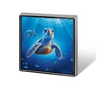 Épinglettes carrées en métal tortue dans l'eau bleue pour sacs à dos ou revers, épingle de Saint-Valentin, accessoire de revers, 1,8 x 1,8 cm, aluminium, alliage d'aluminium