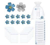 Épinglettes commémoratives Forget Me Not en forme de fleur, pour cartes de souvenir, sacs en organza, cadeaux funéraires pour invités - Bleu