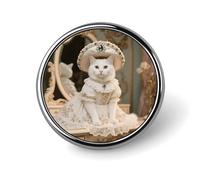 Épinglettes de revers en forme de chat rococo personnalisé de 2,5 cm pour costumes, broches drôles pour hommes et femmes, badges vintage pour sacs, vestes, sacs à dos, chapeaux, boutons, collection