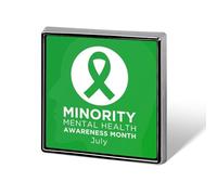 Épinglettes pour le Mois de la sensibilisation à la santé mentale des minorités, badges carrés, épinglettes en émail, décorations de fête