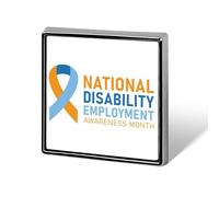 Épinglettes pour le Mois national de sensibilisation à l'emploi des personnes handicapées : badges carrés, épinglettes, boutons émaillés, décorations de fête