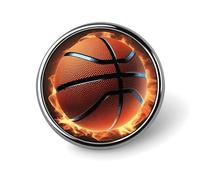 Épinglettes rondes unisexes pour chapeau de basket-ball 3D pour décoration et cadeau à des amis, Circular, Aluminium, Quartzite