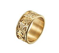 Epinki 10MM Anneau Homme Bague, Bague Loup Celtique Or Anneau Alliance en Acier Inoxydable Taille 54
