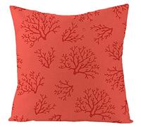Epinki 40x40 Housse Coussin, Housses de Coussins Corail Taies d'oreiller en Lin, Rouge Orange