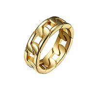 Epinki 7MM Bague Anneau en Acier, Bague Chaîne Gourmette Or Bague Amitié pour Homme Taille 67