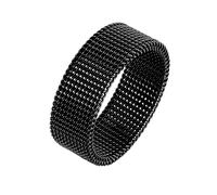 Epinki 8MM Bague Mariage Acier, Bague de Maille Noir Bague d'amitié pour Homme Taille 60