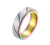 Epinki Bague Anti-Stress Femme, Bague d'Anxiété Mat Coloré Bague Anti Stress en Acier Inoxydable Taille 49