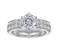 Epinki Bague Fiancaille Argent 925, Bague 2 Rangées avec Zirconium Bijoux Alliance Femme Taille 52