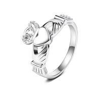 Epinki Bague Fiançailles Femme en Argent 925, Couronne de Cœur de Claddagh Bague de Simple Anneau Alliance Bijoux Taille 53