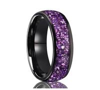 Epinki Bague Mariage pour Homme en Tungstène 8mm, Incrustation d'améthyste Violette Noir Alliance Fiançailles Anneau Bijoux Taille 62