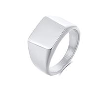 Epinki Bagues Fantaisie Fille, 11MM Chevalière Polie Argent Acier Inoxydable Femme Bague d'amitié Taille 52
