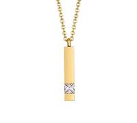 Epinki Collier Funéraire, Pendentif Rectangle Or Blanc avec Zirconium Collier Urne pour Femme Homme en Acier Inoxydable Chaîne 60 CM
