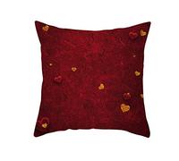 Epinki Housse Coussin Canapé 50x50, Housses de Coussins Cœur Housse Taie Oreiller en Polyester, Rouge Or