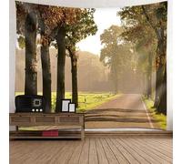 Epinki Tapisserie Décoration Murale Modèle de Chemin d'arbres, Tenture Murale Brun Vert, 350x256 cm, Polyester, Déco