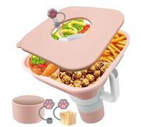 Epinovo Bol à goûter compatible avec la bouteille Stanley - Plateau à goûter en silicone avec couvercle compatible avec les gobelets Stanley de 1,2 l, accessoires de tasse Stanley Rose (2 couvercles