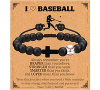 EPIRORA Cadeau de baseball et de basket-ball pour garçons - Bracelet de perles en forme de croix pour adolescents et garçons, cadeaux de Noël pour fils, petit-fils, frère, neveu, ami, joueurs, 7-10