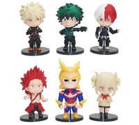 Epitome Lot de 6 figurines MHA Midoriya Izuku/Toga Himiko/Bakugo Katsuki Action Figure Anime MHA Ensemble de figurines en PVC Décoration de table Modèle Anime Modèle Anime Objets de collection