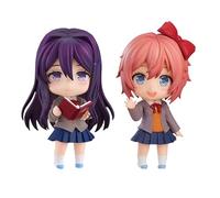 Epitome Monika Figurine d'anime Monika/Yuri/Sayorii Version Q Personnages de jeu de dessin animé Modèle visage et accessoire remplaçables en PVC Statue Ornement de bureau Collection Cadeaux fans (Yuri