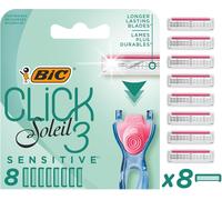 Epkh-Click 3 Soleil Sensitive Recharges Rasoir Femme 3 Lames Mobiles Et Bande Lubrifiante - Boîte De 8 Recharges