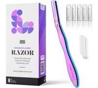 EPKH-Dermaplane Rasoir pour sourcils, exfoliation de précision et épilation pour une peau éclatante et lisse - Kit de dermaplaning avec 5 lames remplaçables - Arc-en-ciel