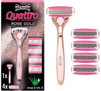 Epkh-Wilkinson - Quattro For Women Rose Gold - Lames De Rasoir Pour Femme - Pack De 5 Lames + Manche