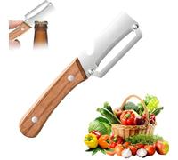 Éplucheur 3 en 1 Zero Snag en bois, éplucheur multifonction, avec manche en bois en acier inoxydable, avec décapsuleur intégré pour fruits, légumes, tranches de viande (1 pièce)