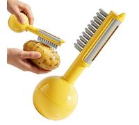 Éplucheur combiné - 1 | Debout avec une brosse | Éplucheur de légumes en acier inoxydable 304 pour la cuisine pomme de terre carotte nettoyage des pommes ergonomique robuste antidérapant blanc bleu st