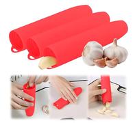Éplucheur d'ail en silicone ; peler l'ail avec rouleau en silicone ; éplucheur d'ail en silicone ; tube d'épluchage d'ail (rouge)