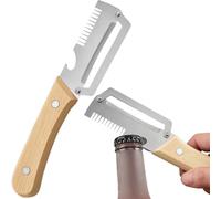 Éplucheur d'aliments avec décapsuleur - Coupe-légumes denté en 2 pièces, broyeur multifonction pour éplucher les fruits, appareil de préparation des repas en acier inoxydable | Accessoire