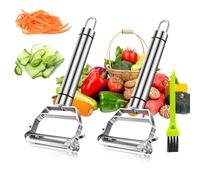 Éplucheur de de terre 4 en 1, 2 Pièces Râpe Légumes, Éplucheur avec Brosse de Nettoyage, Acier Inoxydable, pour Gauchers et Droitiers