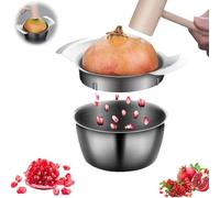 Éplucheur de grenade, 2025 en acier inoxydable amélioré avec bol et marteau en bois, extracteur de graines de grenade antidérapant, outil de retrait pratique pour la maison et la cuisine