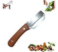 Éplucheur de légumes avec poignée en bois et décapsuleur, lame multifonction 2 en 1 en acier inoxydable, outil de cuisine pour éplucher les fruits, la citrouille, la papaye, les pommes de terre, les
