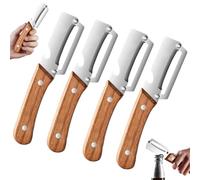Éplucheur de Légumes Multifonction pour La Cuisine, Lame en Acier Inoxydable Ultra Tranchante avec Manche en Bois Confortable et Décapsuleur, Épluchage Facile Des Fruits, Pommes(4pcs)