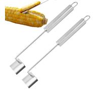 Éplucheur De Maïs En Épi - Décortiqueur Ergonomique En Acier Inoxydable 2 Pièces | Outil Pour Enlever Les Grains De Maïs,Pour Salade Sucrée Légumes Cuisine Préparation Maison BBQ Pique