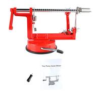 Eplucheur de pomme Manivelle, Spirale Éplucheur Pommes De Terre, Fruits Corer Slicer Outil De Coupe en Spirale, éplucheur De Pommes à Manivelle à 304 Lames, pour Restaurant De Cuisine Red