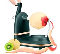 Éplucheur de pommes en acier inoxydable à manivelle pour fruits et légumes, poignées antidérapantes à ventouse - Lames en acier inoxydable, épluche, noyaux et coupe en quelques secondes pour la