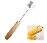 Éplucheur d'épi de maïs, bois et acier inoxydable, pour préparer des salades, des soupes et des salsas, pour la cuisine maison, les barbecues et les pique-niques (1 pièce)