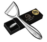 Éplucheur économe avec lame ultra tranchante pour pommes de terre et asperges avec poignée ergonomique et antidérapante. Inox de haute qualité pour fruits et légumes.