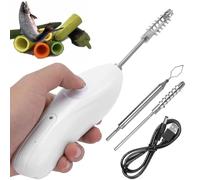 Éplucheur électrique de pommes et de courgettes, éplucheur de fruits et légumes en acier inoxydable avec 2 têtes de coupe, grattoir à écailles de poisson à main, détartrant de fruits de mer, évideur