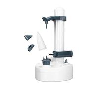 Éplucheur électrique multifonction pour légumes et fruits, éplucheur rotatif automatique avec 2 lames, design réglable et sûr - facile à utiliser pour pommes de terre et légumes (Blanche)