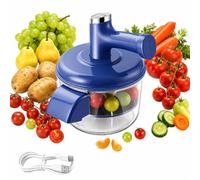 Eplucheur Electrique Pomme de Terre, Machine Automatique Fruits Inox，Bleu | Eplucheur Legumes Electrique Rechargeable a un Bouton, Eplucheur Automatique pour Carotte, Oignon, Raisin & Ail