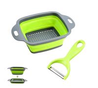 Éplucheur et passoire pliable, éplucheur de pommes de terre, éplucheur de légumes, éplucheur d'asperges, passoire à pâtes en silicone, 18,5 x 24,5 cm, passoire de cuisine pliable pour le camping